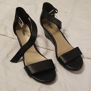 Black wedge sandals